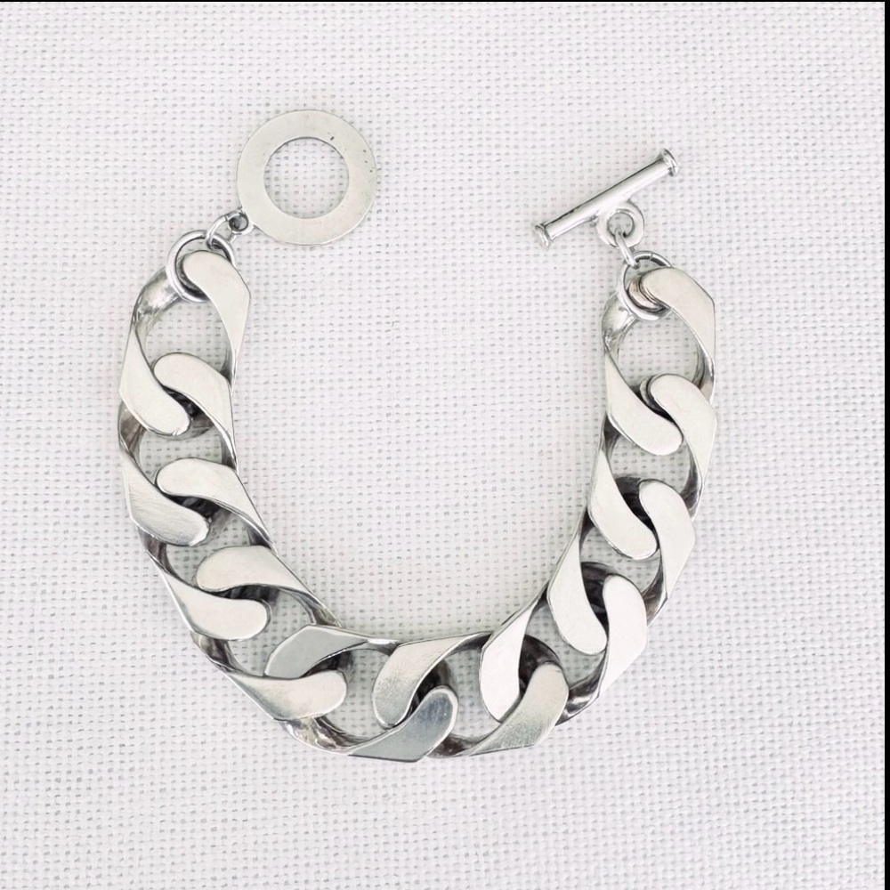 Michael Kors Silver Tone Chunky Chain Link Bracelet Unisex - Picture 3 of 4